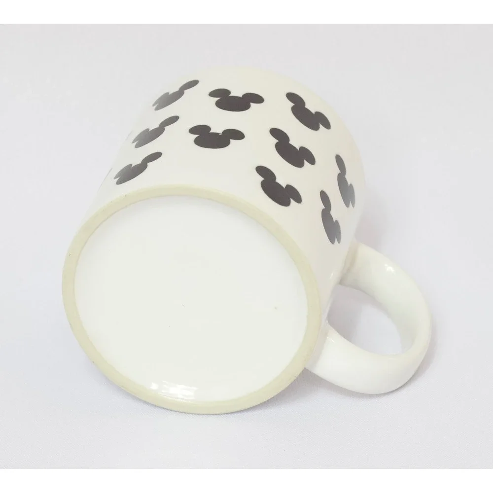 Disney White Black Mickey Mouse Silhouette Logo Icon Head‎ & Ears Coffee Mug Cup